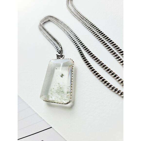 Sterling Silver Malachite Inclusion Pendant on Chain - Picture 7 of 7